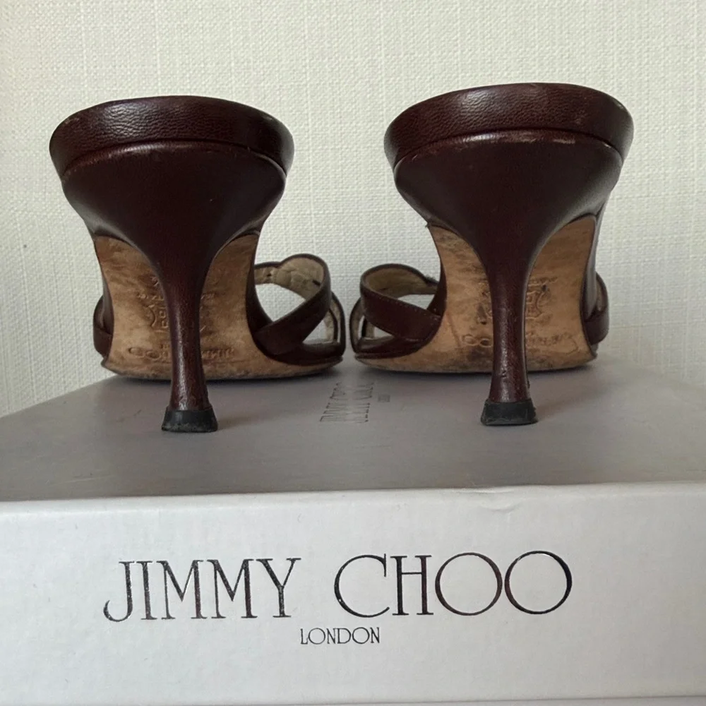 Jimmy Choo Dark Brown Leather Heels - Picture 3 of 3